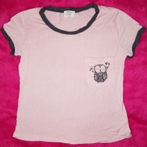Peaches & Cream Soft Love With Owl Your Heart Pink & Gray Top